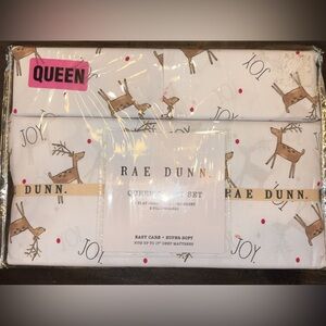 NWT Rae Dunn Queen Sheet Set Christmas/Holiday/Seasonal REINDEER/JOY White